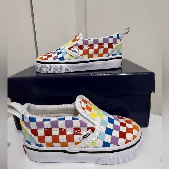 Vans Other - NEW! Vans Kids Colorful Checkered Slip-On Sneakers